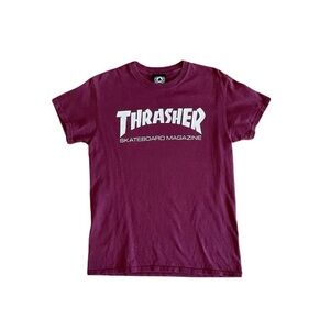 Thrasher Skateboard Magazine Burgundy Tee - Size S